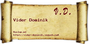 Vider Dominik névjegykártya